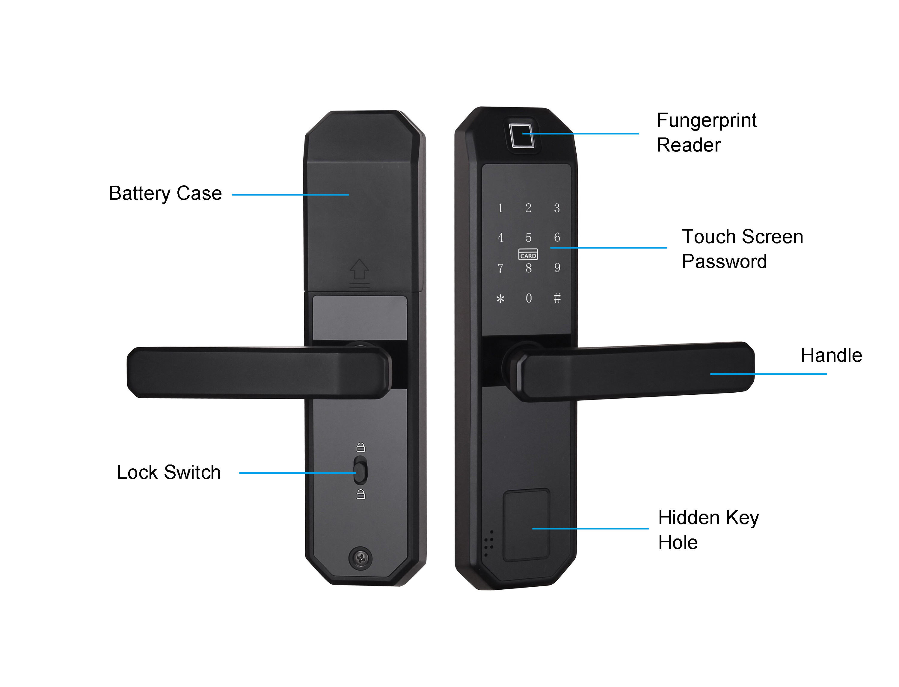 Compact Elegant Zinc Alloy Electronic Door Lock For Smart Home / House