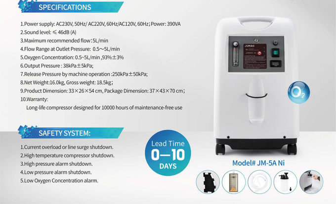 Factory Large Quantity in Stock 5L 95% Medical Portable Oxygen Concentrator Generator with Nebulizer Function