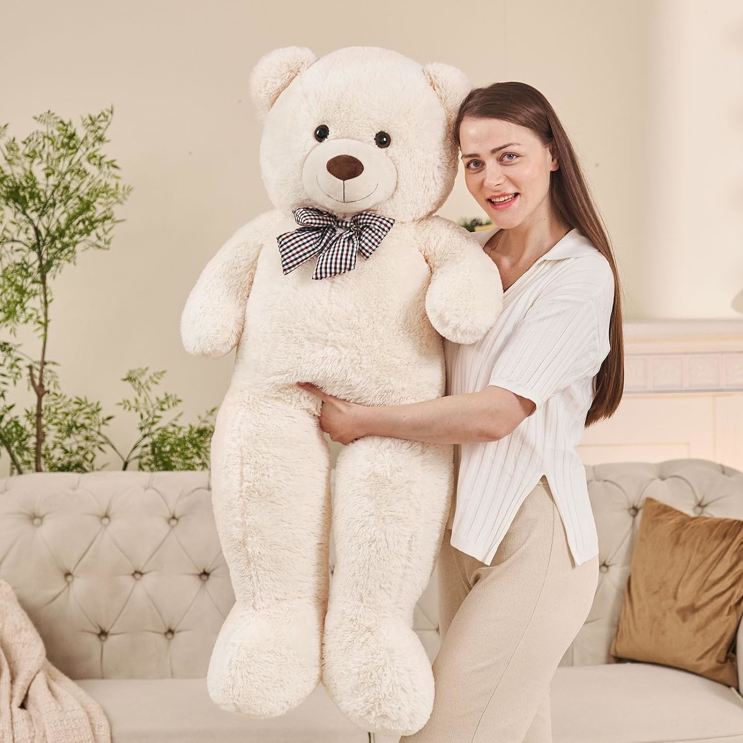 Misscindy Giant Teddy Bear Plush Stuffed Animals for Girlfriend or Kids 47 inch, (White)