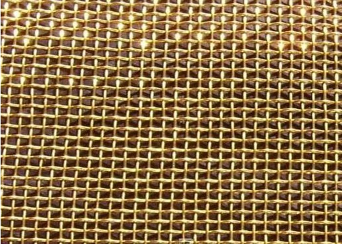 Decorative Brass Mesh Screen Square Hole Crimped Brass Metal Mesh