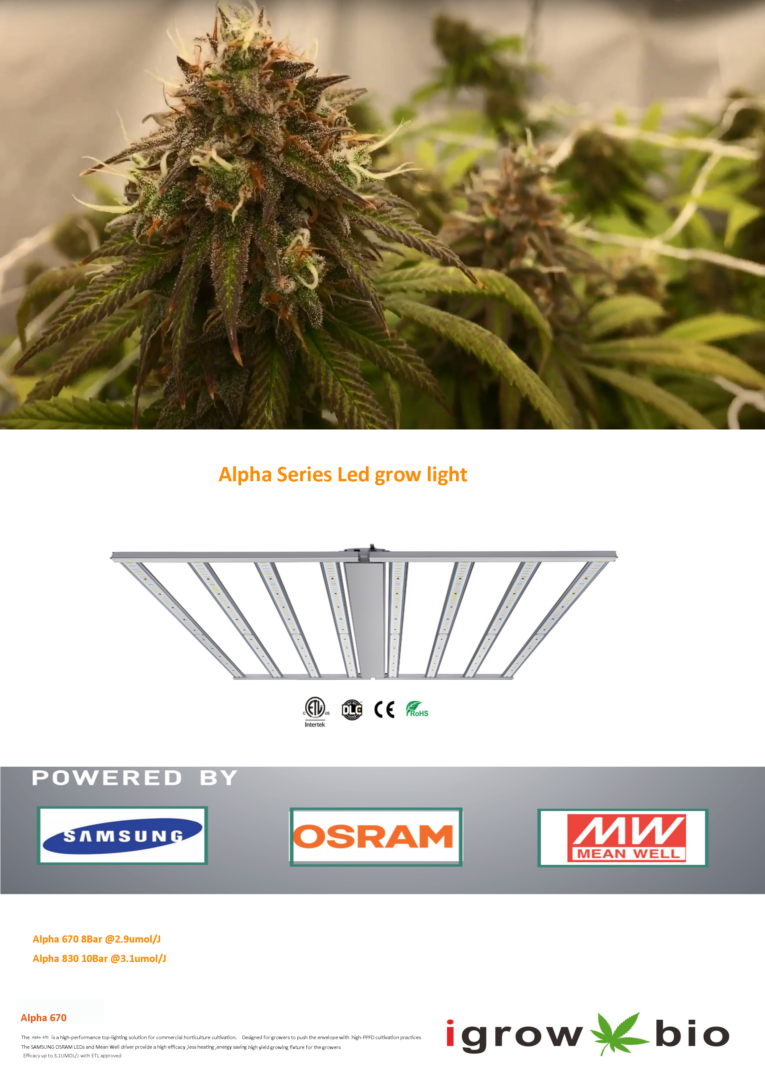 3000K 3.1μMol/J Herb Garden Grow Light For Medical Plants