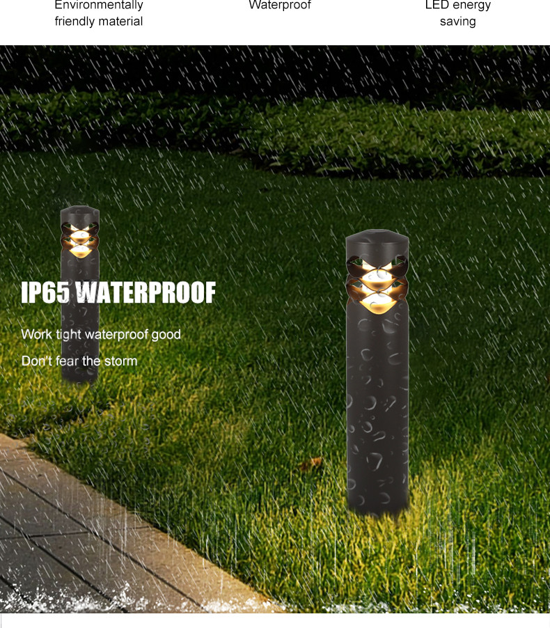 Outside LED Lawn Lights Garden 130x130x600MM E27 Decorative Lawn Yard Bollard