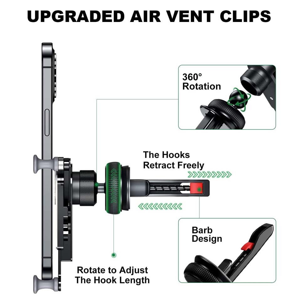 Lengthen Air Vent Clip Gravity Car Phone Mount for GPS