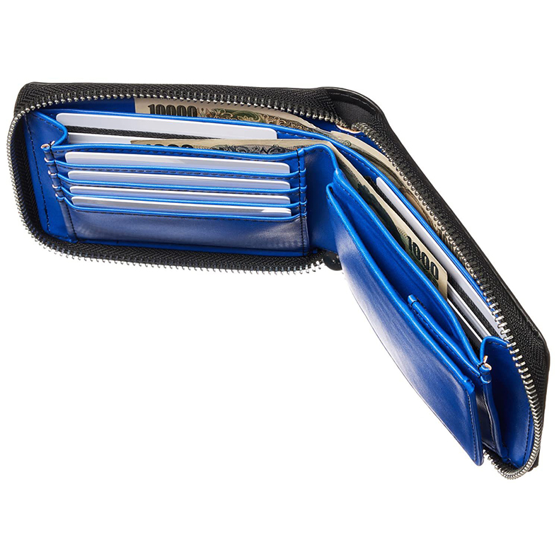 Multi-Card Pocket RFID Blocking Men's Wallet Fully Enclosed Zipper Real Cow Leather