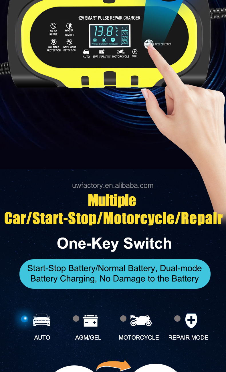 Automatic Maintainer 12V10a 12v20a 12v 30a Smart Charging Pulse to Repair Battery Charger with Overcurrent Protection