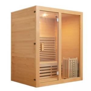 China ROHS Tempered Glass 3 Person Steam Sauna Room Red Cedar on sale