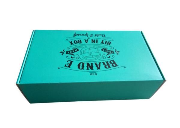 Rigid Teal Color Folding Gift Boxes Black Logo Flat Pack Without Lamination