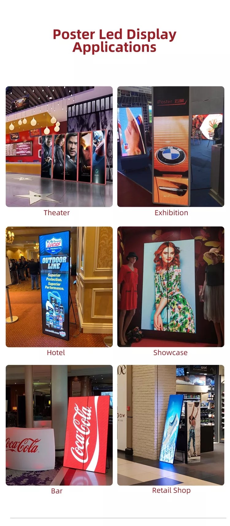 640X1920mm Smart LED Poster Display P2.5 Digital Signage LED Screen WiFi USB LAN Control