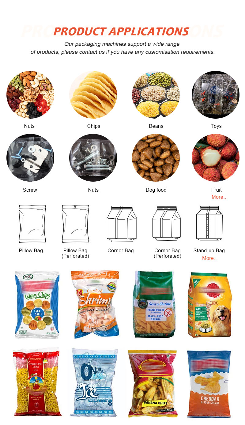 Small pouch cookie packaging machine fruit dry food snack packaging machine pet dog food dried prune mylar bag packaging machine