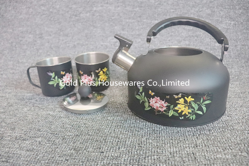 LFGB Single Layer Stainless Steel Water Kettles With Two Small Cups