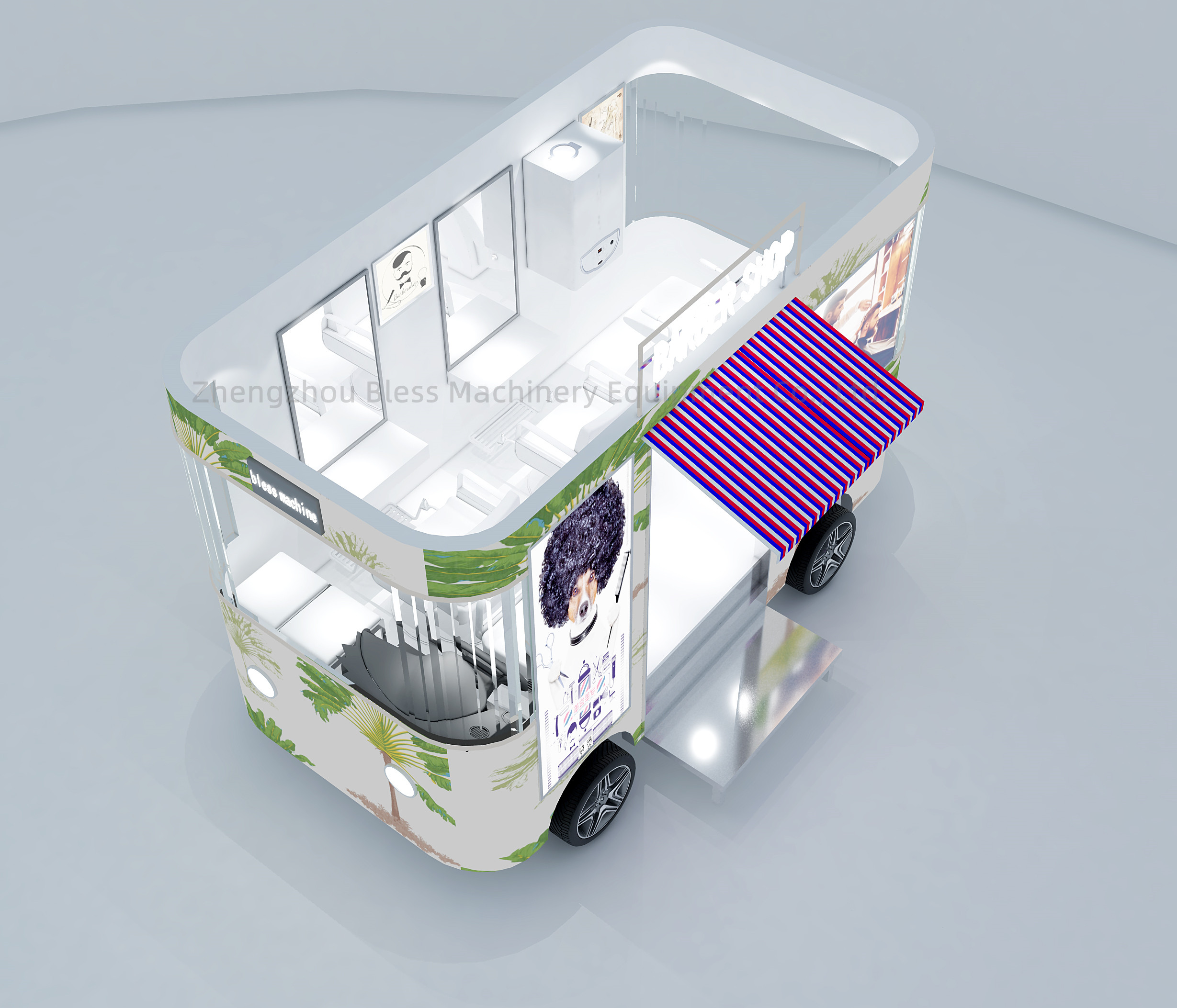 Mobile Salon in Technology with 4 Wheels and L420.00cm*W180.00cm*H230.00cm Dimensions