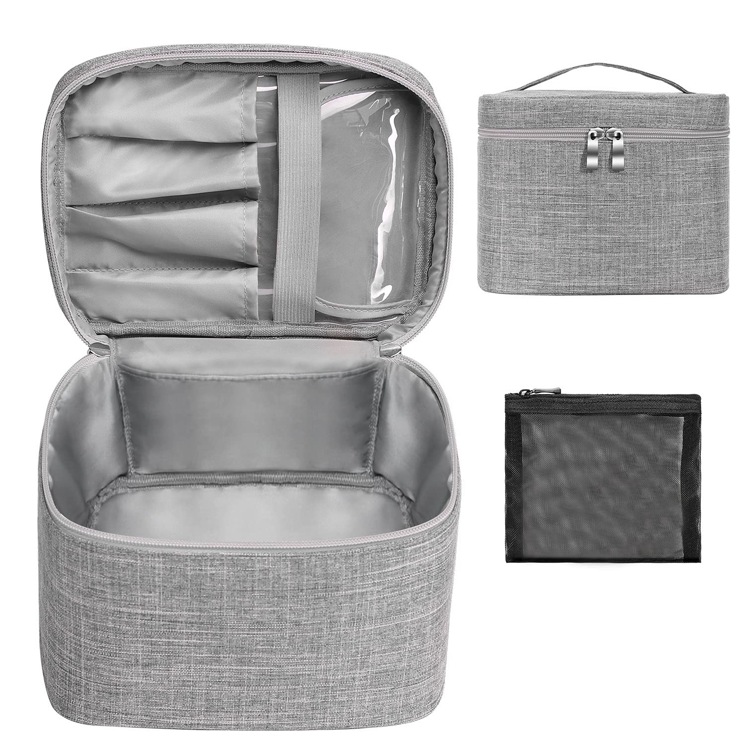 Waterproof and shockproof Makeup Bag Travel Makeup Bag Storage Bag with Mesh Bag Brush Holder Makeup Bag Women's