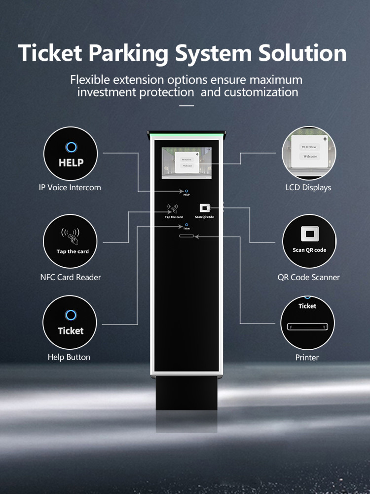 QR Code Parking Ticket Kiosk Touchscreen Parking Ticket Dispenser