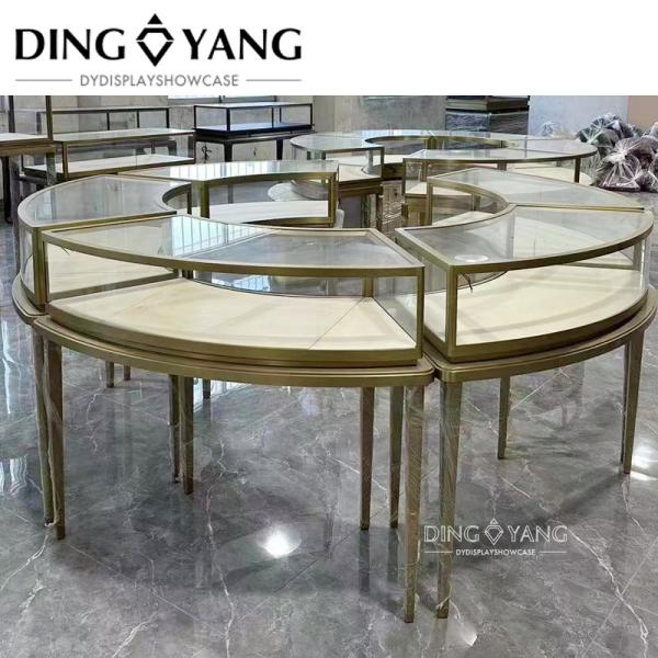 Modern Round Stainless Steel Showcase For Jewelry Store, No Installation