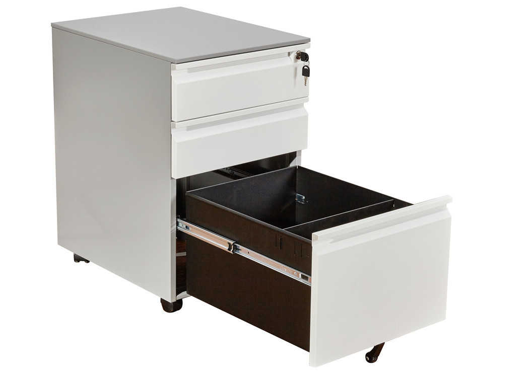 Modern Two Drawer Gooseneck Mobile Pedestal Cabinet