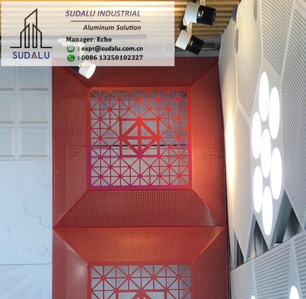 SUDALU RAL PDVF Colour Aluminum 3D Perforated Exterior Panel Metal cnc Curvel Panel for Facade Cladding Wall