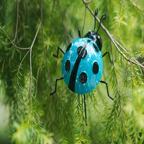 Metal Garden Ornaments Metal Crafts Blue Ladybug Tree Decoration