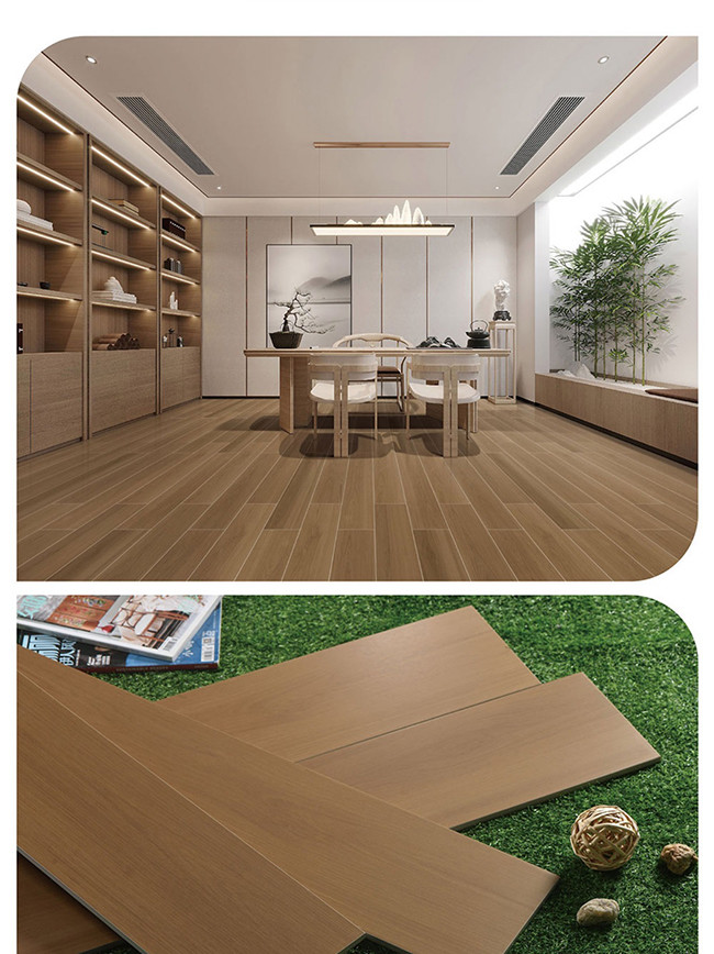 Interior Porcelain Rustic Wall Floor Tiles , 150x900mm Wood Look Ceramic Tile