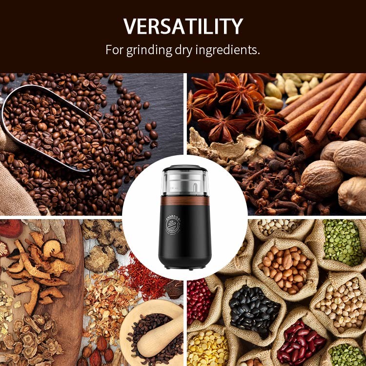 Black OEM Automatic Coffee Machine SS304 Electric Blade Cups Professional Espresso Grinder
