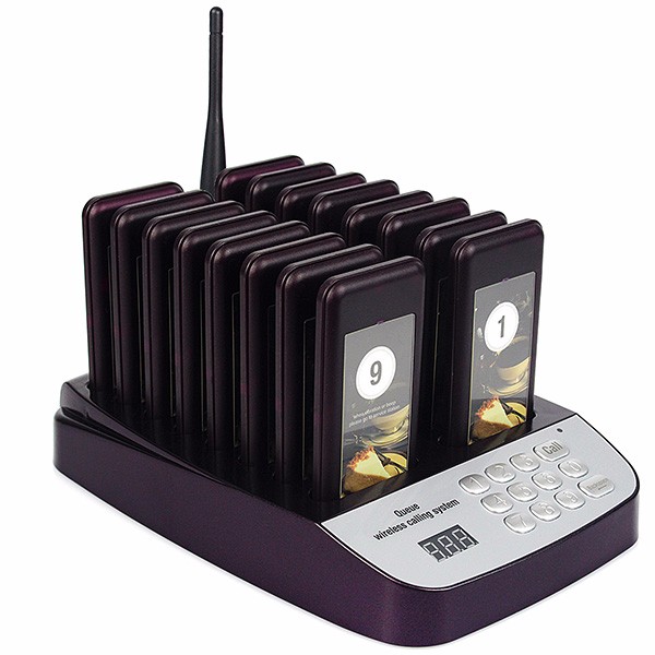 1 keyboard and 16 pagers wireless restaurant pager system for fastfood restaurants