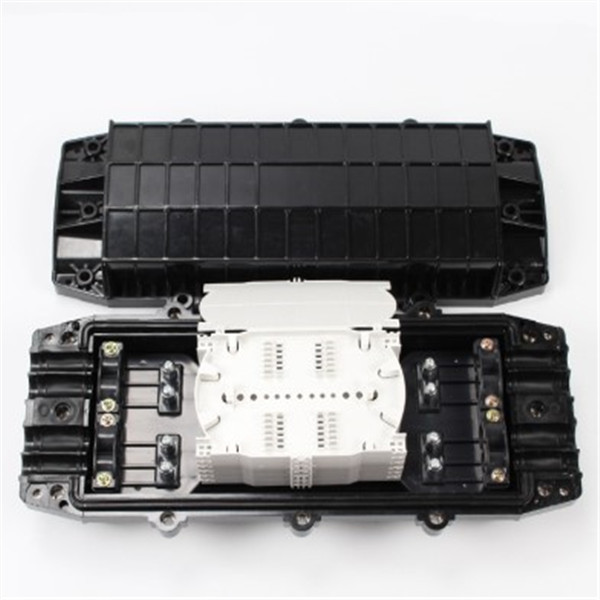 2 In 2 Out Mini Joint Fiber Optic Junction Box , Plc Fiber Optic Splitter Black