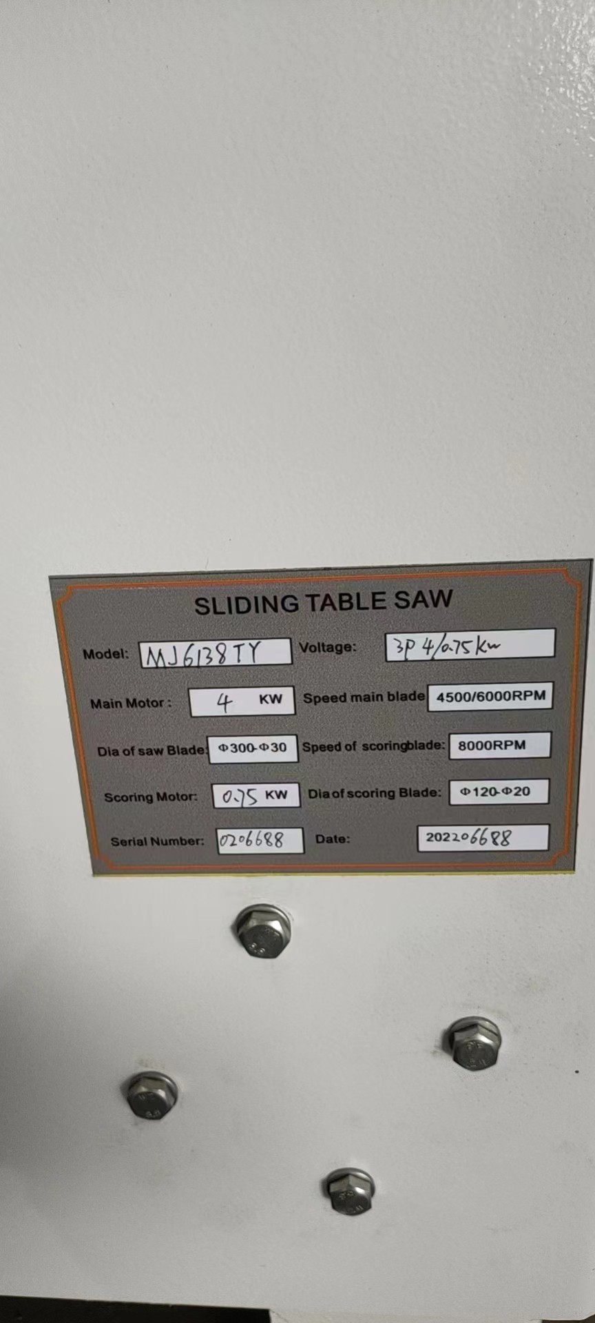 MJ6138TY Woodworking Sliding Panel Saw