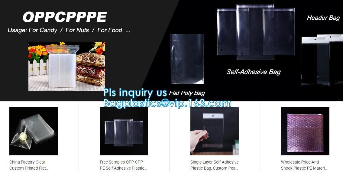 clear opp/cpp three side seal bag for beans,biscuits,cookies,pp cpp self-adhesive poly bag with glue tape,CPP BOPP plast