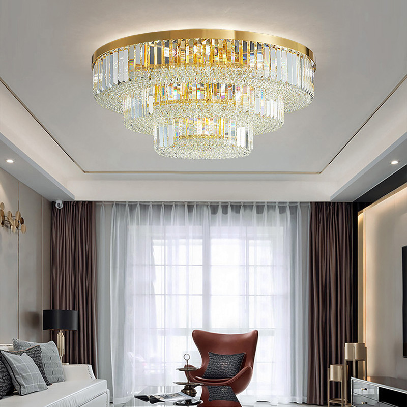 Gold modern chandelier for living room multilayer crystal ceiling chandelier(WH-CA-62)