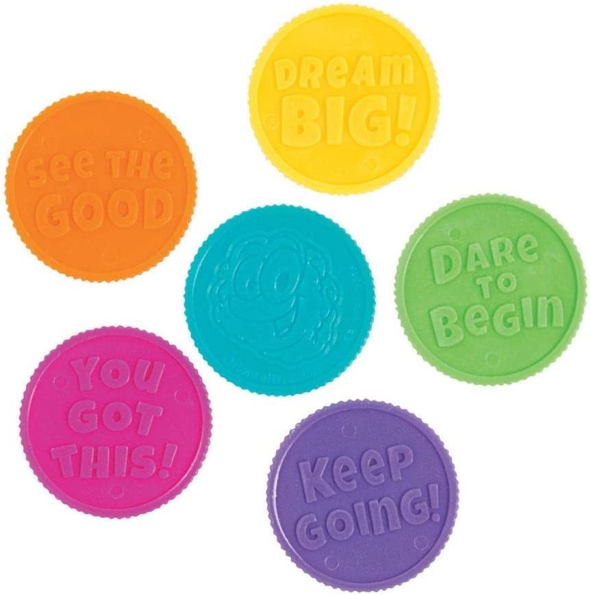 Fun Express Growth Mindset Coins Educational and Learning Activities Plastic Tokens for Kids