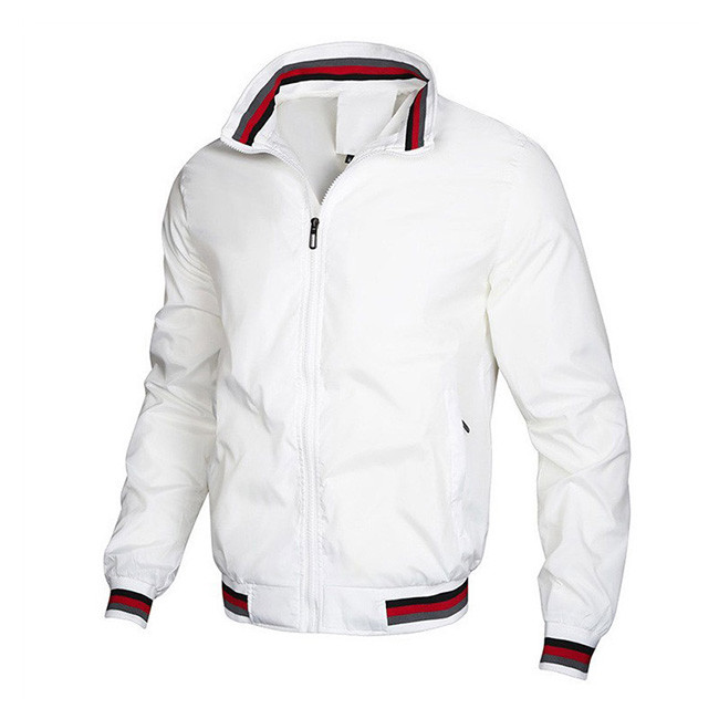 Spring Lapel Baseball Zipper Jacket 100 Percent Polyester Sport Jacket