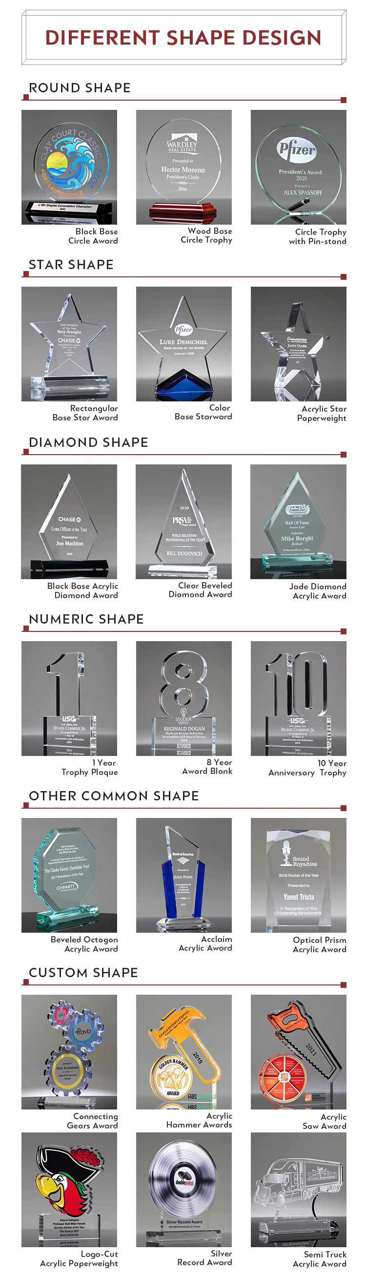 High End Clear Plexiglass Acrylic Award Number 10 Block For Employees Recognition