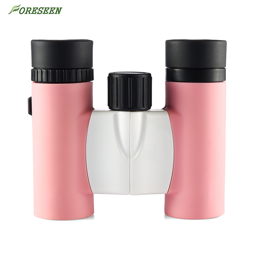 FORESEEN 8x21 Porro Prism Pink Toy Binoculars , Compact Plastic Toy Binoculars