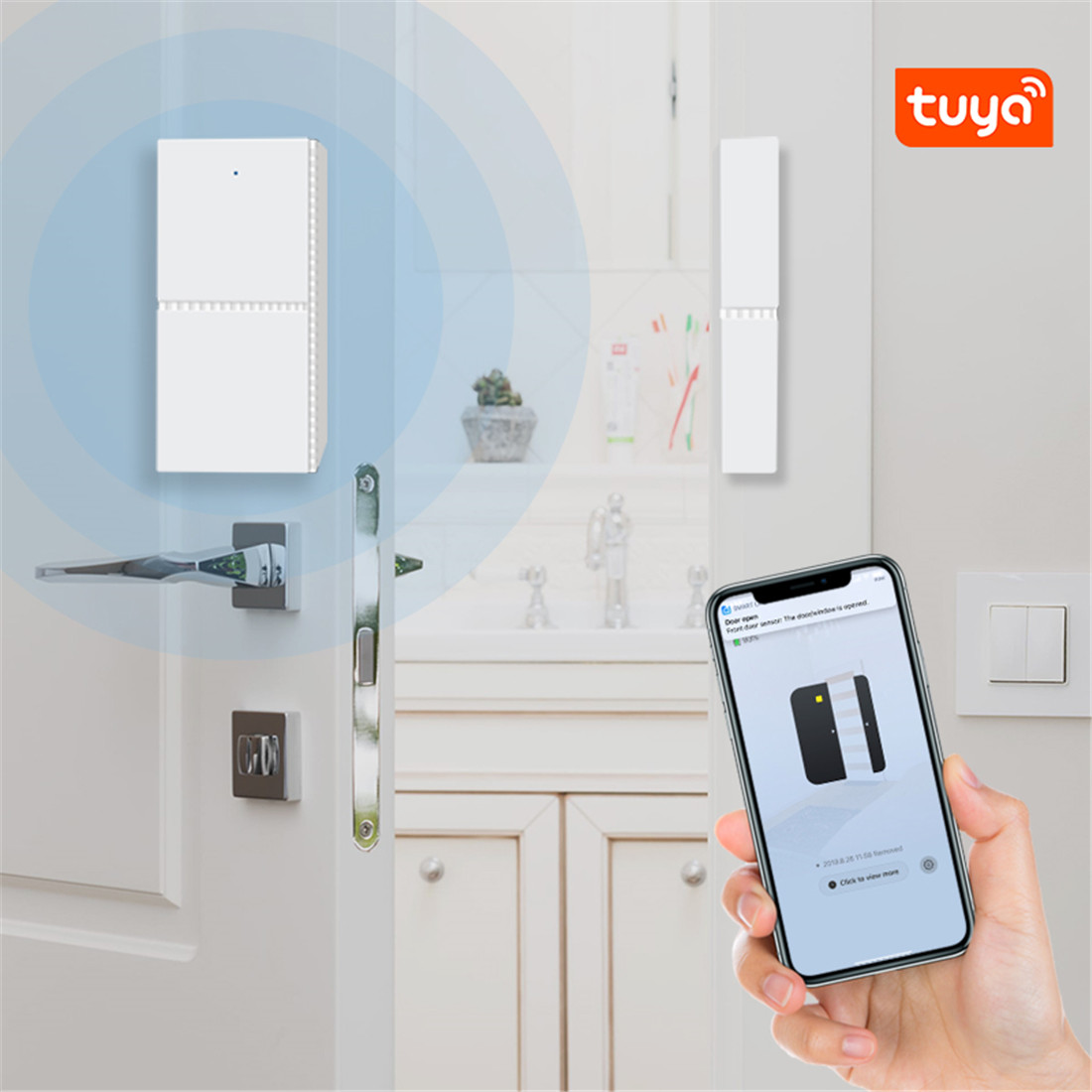Smart Wi-Fi Door Sensor Door Open / Closed Detectors Magnetic Switch Window Sensor Home Security Alert(ZX-D21)