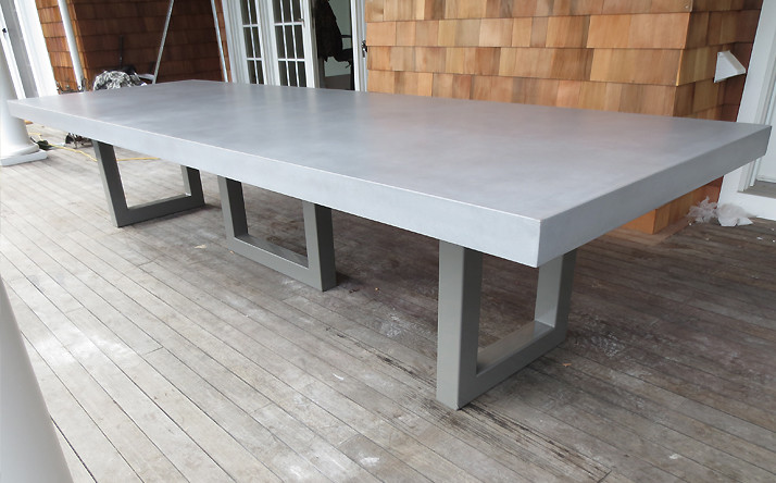 Rectangular Kitchen Chair Set Concrete GRC Dining Table With Bench