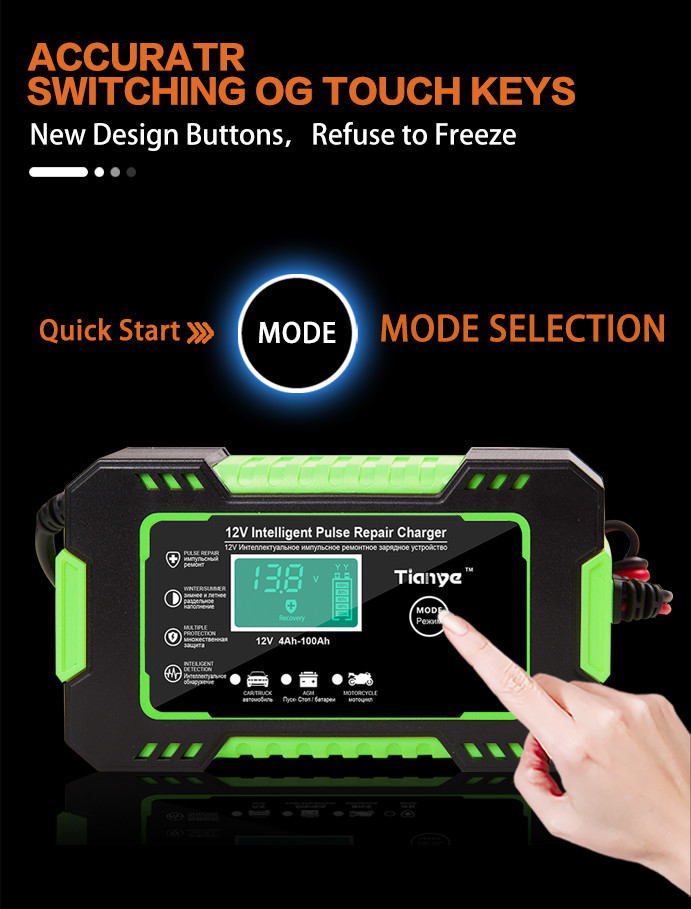Pulse Repair Motorcycle Lead Acid Battery Charger 12V 6A