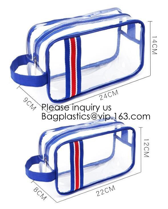 Clear Zipper Pouch with Strap Makeup Bag PVC Cosmetic Pouch,Printing Clear Zip lockk Cosmetic PVC Pouch, bagease, bagplast