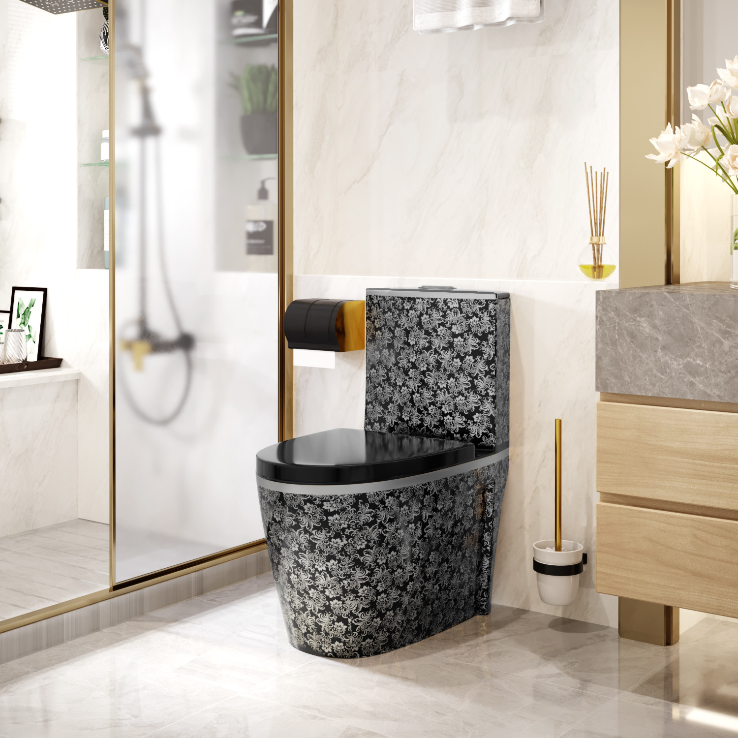 300mm 400mm Roughing In One Piece Toilet Sanitary Ware Dual Flush