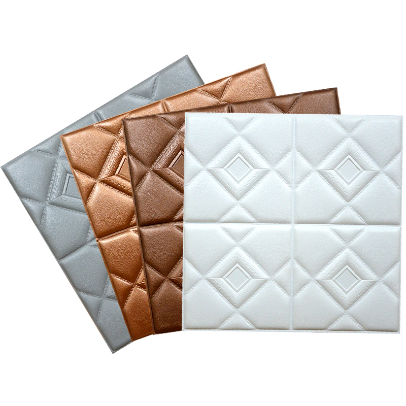 Soft Packages Design 3D Foam Wallpaper Gold Wall Paper DIY Self-Adhesive Wall Stickers Wall Panels 10mm Thickness