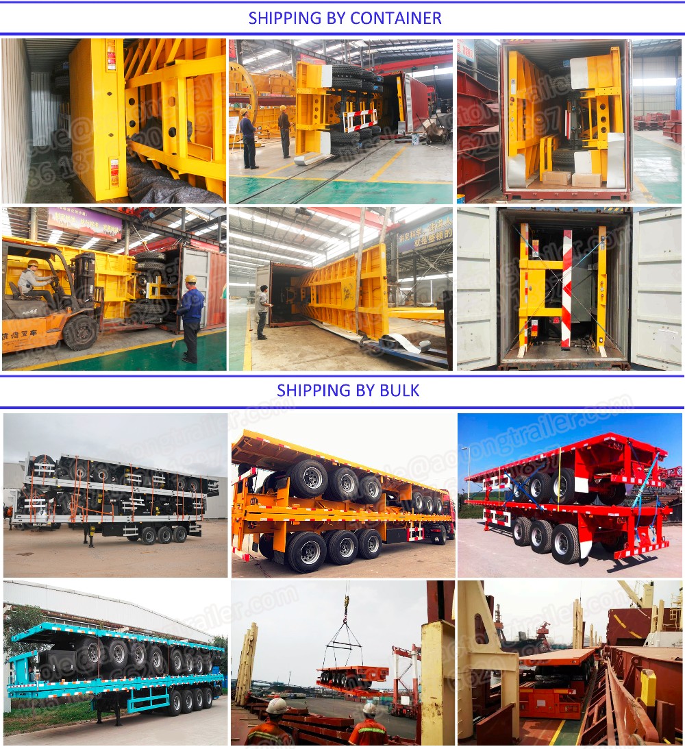 13 Tons Axles Flatbed Semi Trailers for 20ft 40ft Shipping Container Truck Trailer