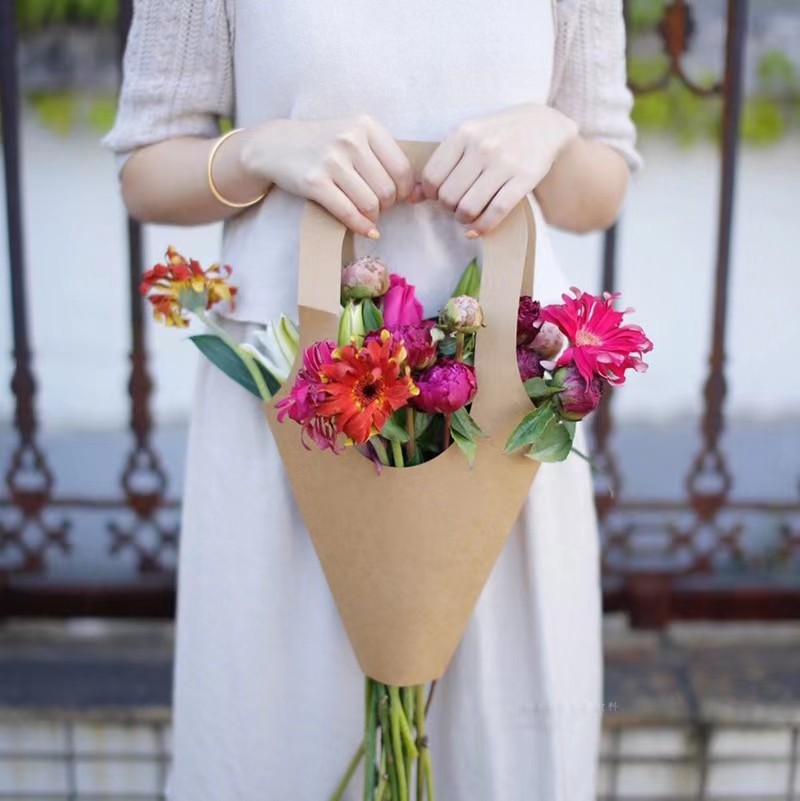 250g Kraft Flower Bouquet Paper Bag Recyclable Home Decoration