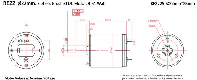 22mm brush motor coreless
