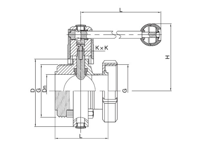 Dimension of Sanitary Threaded x Nut Butterfly Valve – IDF/ISO Series