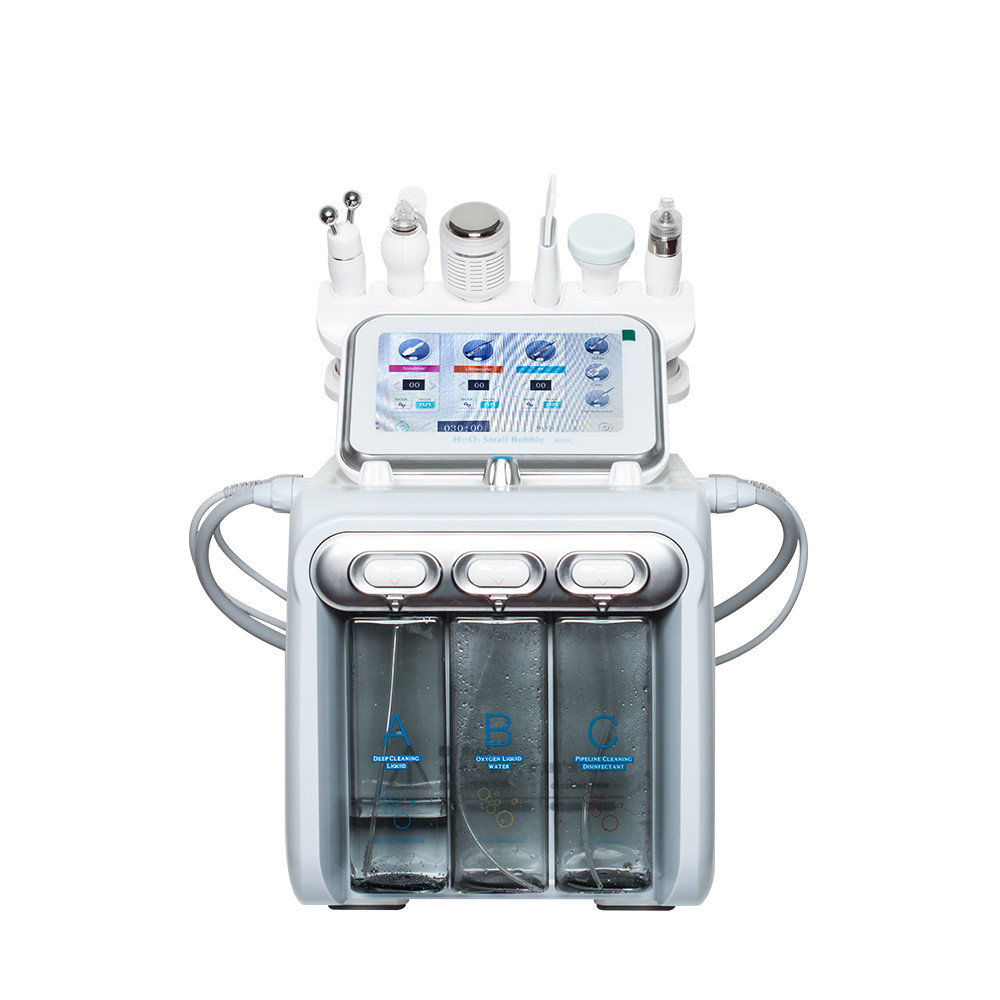 beauty device 17 kg 430*380*380mm portable white hydrafacial machine with 6 handles for face cleaning and lifting