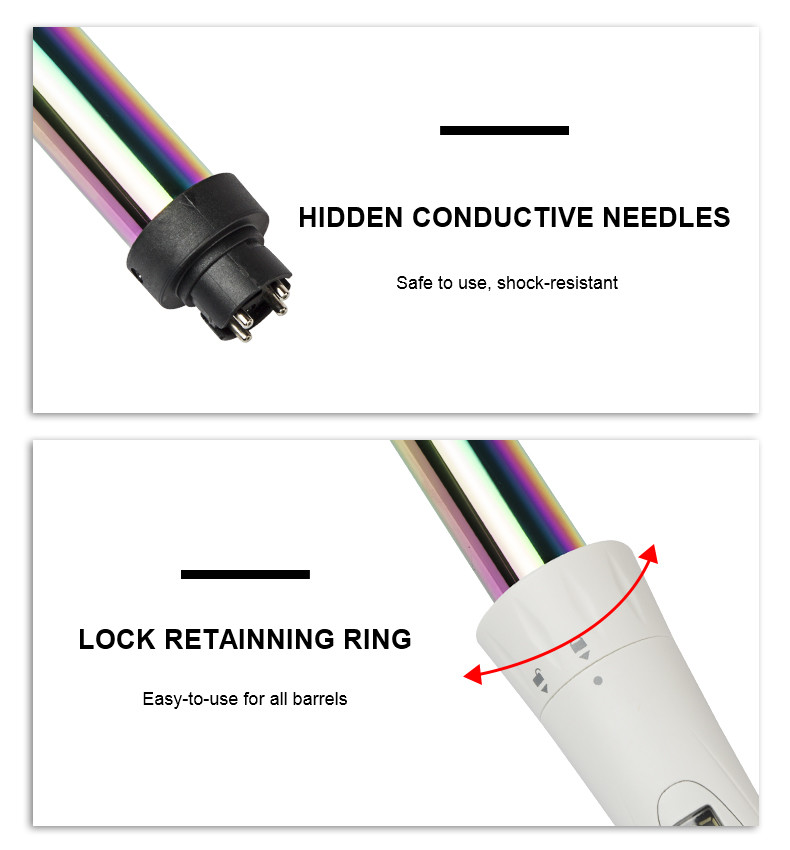 3 Barrel Interchangeable Curling Iron Set with Peacock Pattern Coated