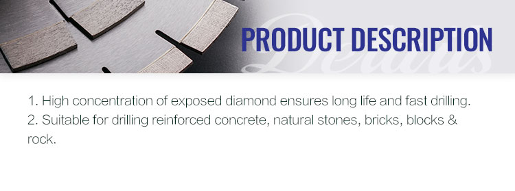 Vacuum Brazed Diamond Drill Bit Segment For Marble Diameter 19-125mm Performance