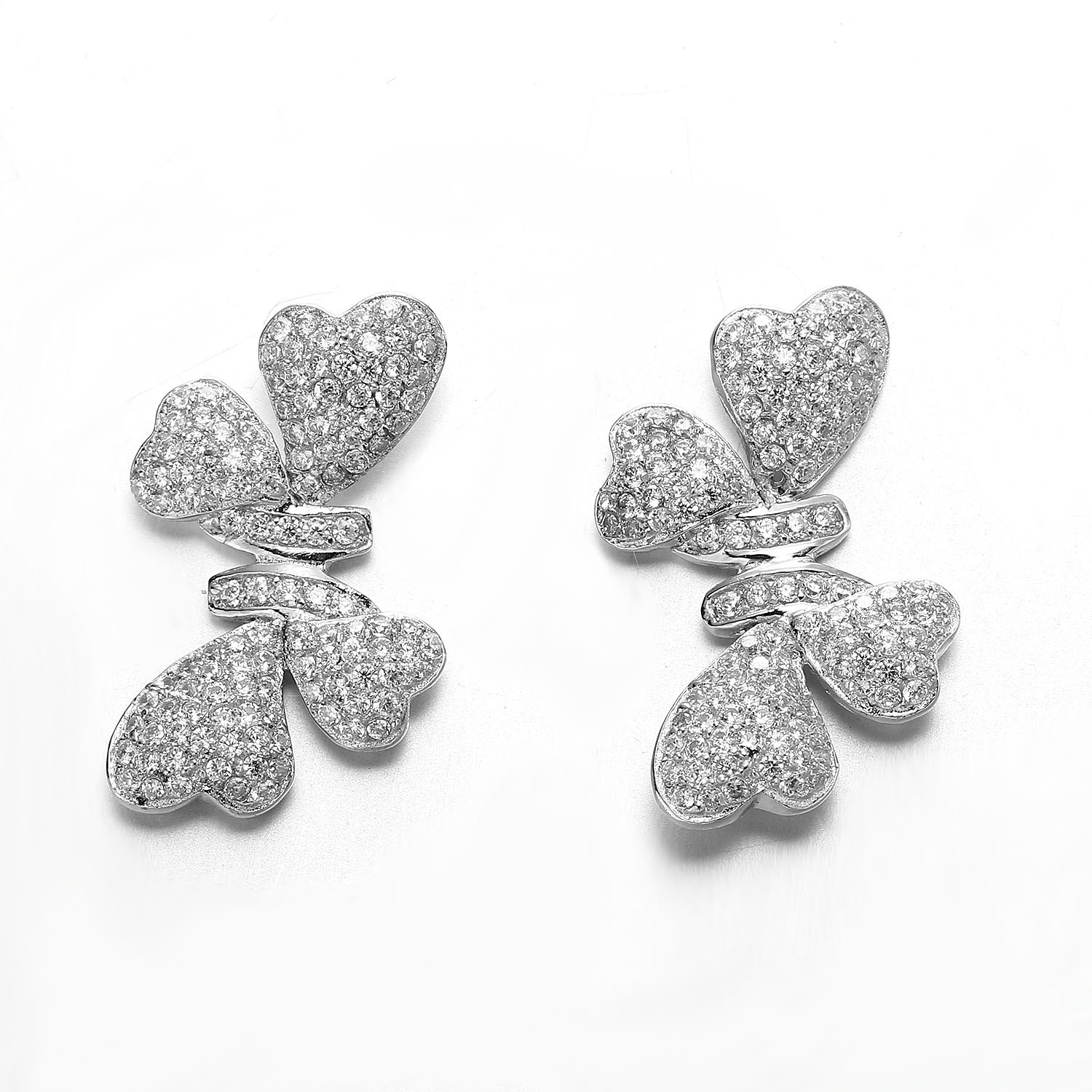 1.73g Sterling Silver Cubic Zirconia Pendant Heart Bow Shape