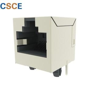  Flat Pin Shielded RJ45 Modular Jack 1 X 1port 10P8C Contact Resistance 50mΩ Max Without Leds Manufactures