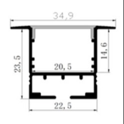Soft Recessed LED Profile Aluminium 35*23mm Anodized For Ceiling Lamp