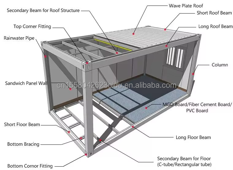 Modern Design Flat Pack Foldable Portable House Container for Prefabricated Tiny House Shops and Offices 20ft or 40ft