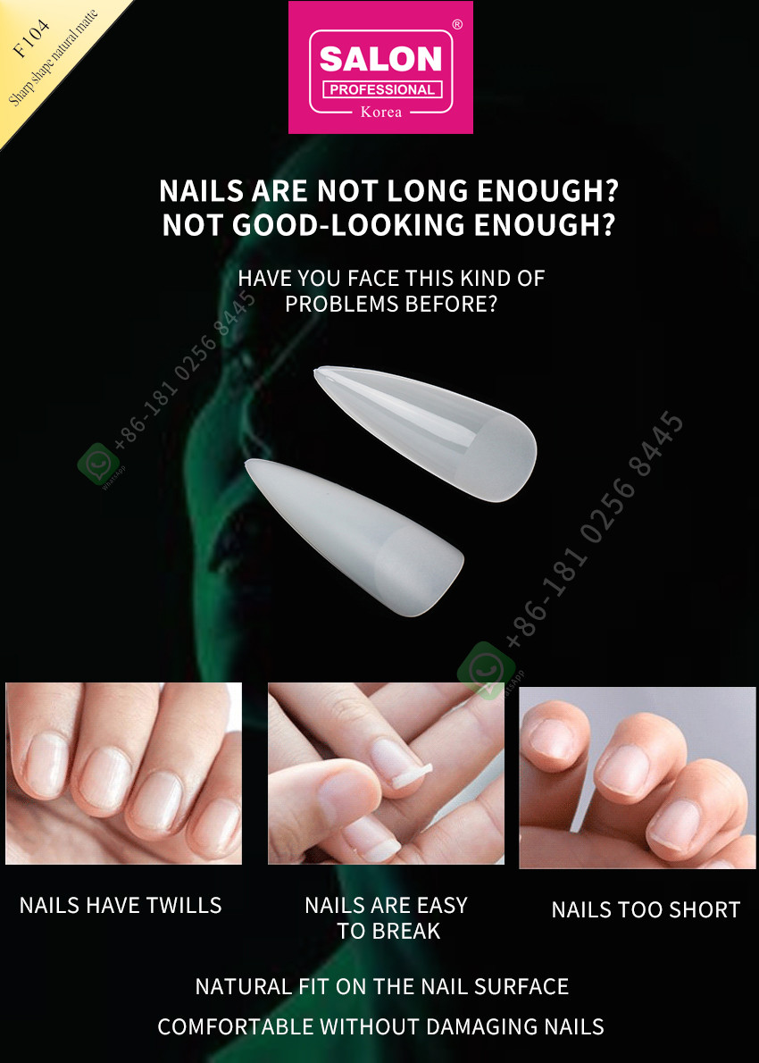 500pcs Sharp Shape Matte Lady French Style Artificial False Nails Half Tips and Full Cover False Nail
